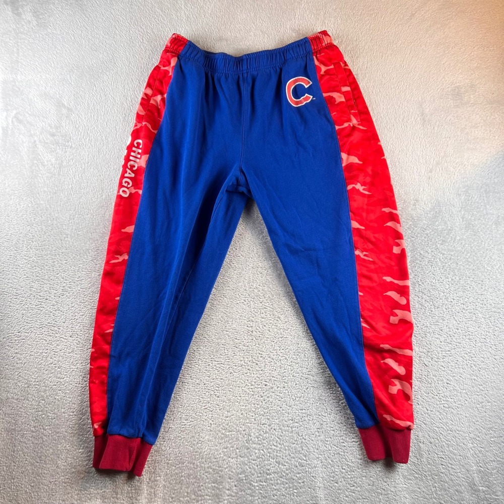 MLB Chicago Cubs Mens XL Jogger Sweatpants Blue Red Camo Stripe STA0716-C0001